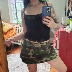 SOLD Almost Famous Camo Mini Skirt NEW Tags Medium Camouflage Miniskirt Low Rise